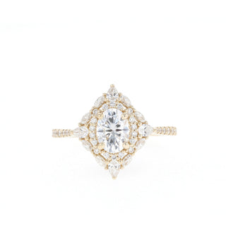 1.20CT Oval Double Halo Moissanite Diamond Engagement Ring - ELITE CARAT