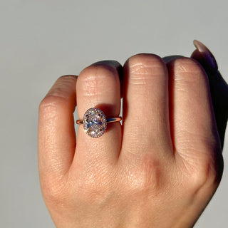 Bague de fiançailles avec halo de diamants ovales CVD de 1,25 à 3,25 ct