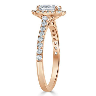 Bague de fiançailles en moissanite à taille radiante et halo pavé de 1,0 ct