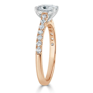 Bague de fiançailles à serti pavé et solitaire taille radiant de 0,75 ct