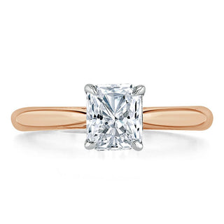 Bague de fiançailles avec solitaire en moissanite taille radiant de 1,0 ct