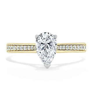 0.75 CT Pear Cut Solitaire Engagement Ring With Channel Pave Setting