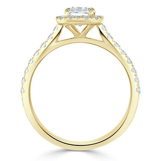 Bague de fiançailles halo en moissanite de forme radiante de 1,0 ct