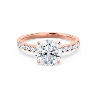 Bague de fiançailles solitaire en moissanite de forme ronde de 1,20 ct avec sertissage pavé