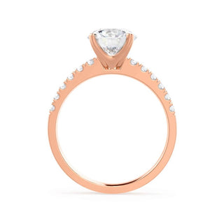 Bague de fiançailles solitaire en moissanite de forme ronde de 1,20 ct avec sertissage pavé