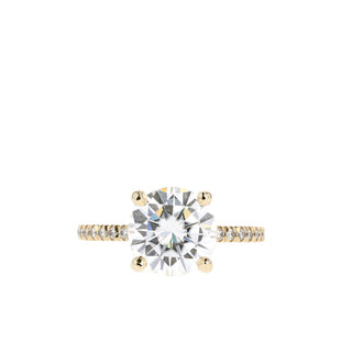 Bague de fiançailles pavée de diamants en moissanite ronde de 1,50 ct 