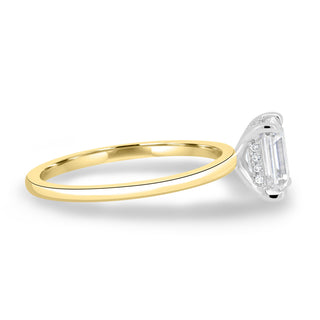 Bague de fiançailles avec diamant de laboratoire E/VS2 avec halo caché en émeraude de 1,86 ct