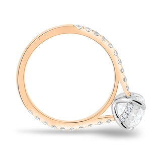 Bague de fiançailles avec diamant ovale de 1,50 à 3,50 ct et halo caché