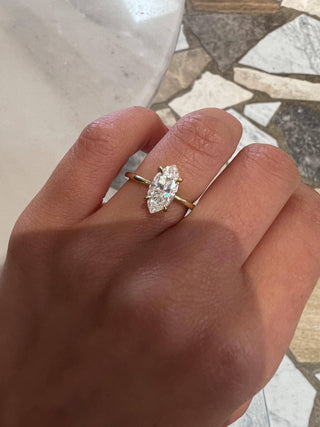 Bague de fiançailles avec diamant solitaire taille marquise de 1,50 ct F/VS1 cultivé en laboratoire