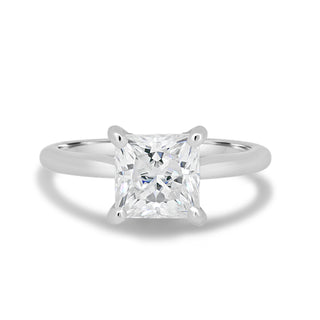 Bague de fiançailles avec diamants de laboratoire Halo caché Princess de 1,50 à 3,50 ct