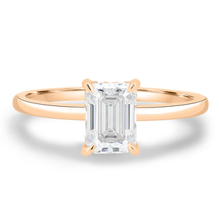 Bague de fiançailles avec diamant de laboratoire E/VS2 avec halo caché en émeraude de 1,86 ct