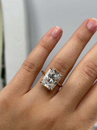 Bague de fiançailles avec halo caché en moissanite taille radiant de 7,50 ct