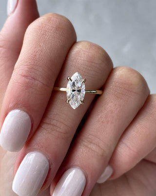 Bague de fiançailles avec diamant solitaire taille marquise de 1,50 ct F/VS1 cultivé en laboratoire