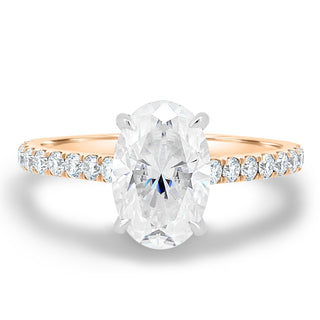 Bague de fiançailles avec diamant ovale de 1,50 à 3,50 ct et halo caché