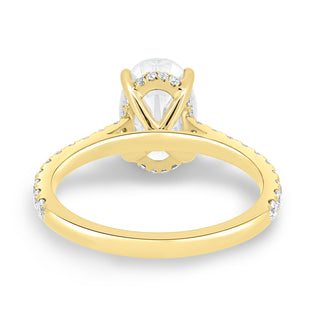 Bague de fiançailles avec diamant ovale de 1,50 à 3,50 ct et halo caché