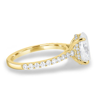 Bague de fiançailles avec diamant ovale de 1,50 à 3,50 ct et halo caché