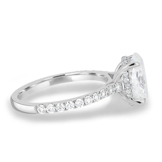 Bague de fiançailles avec diamant ovale de 1,50 à 3,50 ct et halo caché