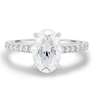 Bague de fiançailles avec diamant ovale de 1,50 à 3,50 ct et halo caché