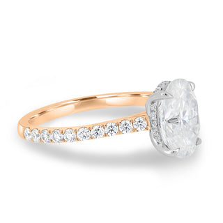 Bague de fiançailles avec diamant ovale de 1,50 à 3,50 ct et halo caché