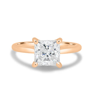 Bague de fiançailles avec diamants de laboratoire Halo caché Princess de 1,50 à 3,50 ct