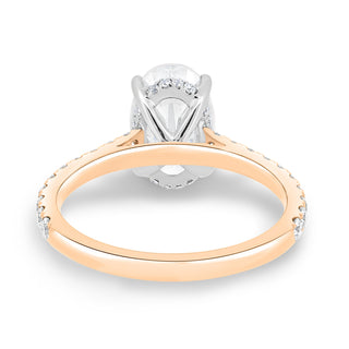 Bague de fiançailles avec diamant ovale de 1,50 à 3,50 ct et halo caché