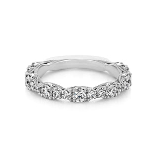 Alliance de mariage à demi-éternité sertie de diamants taille brillant rond 