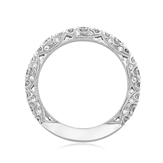 Alliance de mariage à demi-éternité sertie de diamants taille brillant rond 