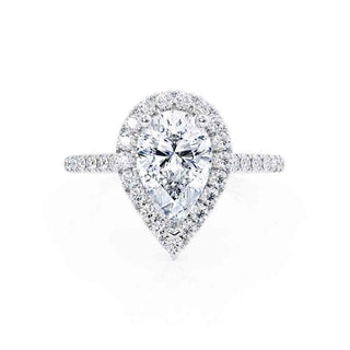 0.94 CT Pear Shaped Moissanite Halo Engagement Ring