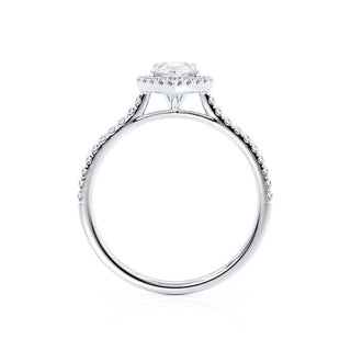 Bague de fiançailles halo en moissanite en forme de poire de 0,94 ct