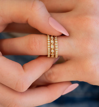 Alianza de boda de eternidad completa con diamantes moissanita redondos y princesa de 1,43 ct 