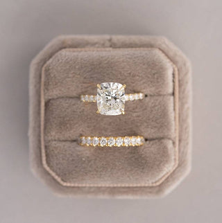 3.0CT Cushion Cut Moissanite Hidden Halo Pave Diamond Engagement Ring - ELITE CARAT