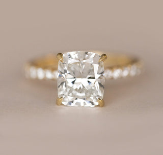 3.02CT Cushion Cut Hidden Halo Moissanite Diamond Engagement Ring