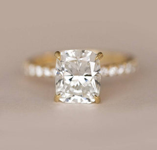 3.0CT Cushion Cut Moissanite Hidden Halo Pave Diamond Engagement Ring - ELITE CARAT