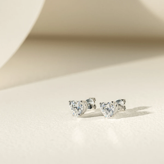 Heart Cut Moissanite Stud Diamond Earrings in 18K Gold