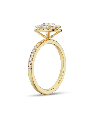 Bague de fiançailles avec halo et pavé de diamants ronds CVD de 1,0 à 3,0 ct