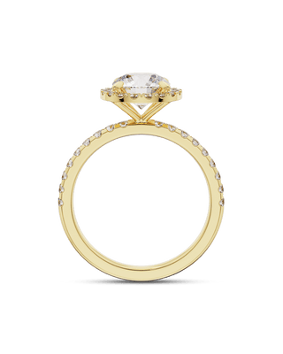 Bague de fiançailles avec halo et pavé de diamants ronds CVD de 1,0 à 3,0 ct