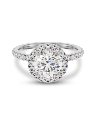 Bague de fiançailles avec halo et pavé de diamants ronds CVD de 1,0 à 3,0 ct