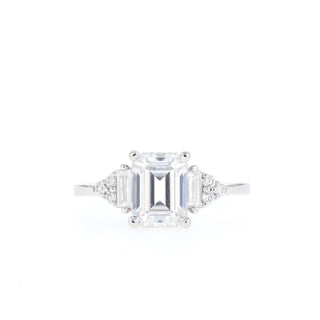 1.70CT Emerald Cut Moissanite Diamond Cluster Engagement Ring