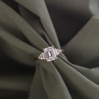 1.70CT Emerald Cut Moissanite Diamond Cluster Engagement Ring