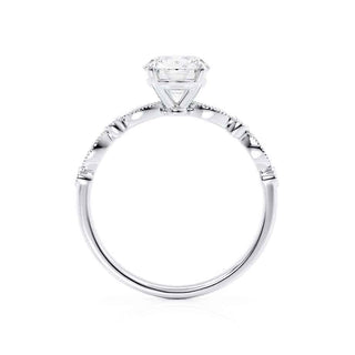 0.90 CT Princess Shaped Moissanite Solitaire Pave Style Engagement Ring