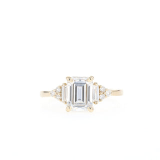 1.70ct Emerald Cut Cluster Moissanite Diamond Engagement Ring