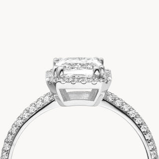 1.50-3.50 CT  Radiant Cut CVD Diamond Halo Pave Setting Engagement Ring