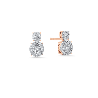 Boucles d'oreilles à double clou avec diamant et moissanite ronde de 0,35 TCW