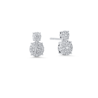 Pendientes dobles de diamantes y moissanita redondos de 0,35 TCW