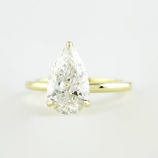 1.5 CT Pear Shaped Moissanite Hidden Halo Engagement Ring