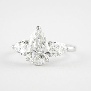 1.50 CT Pear Shaped Moissanite Three Stones Engagement Ring