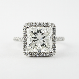 2.0CT Princess Cut Halo Moissanite Diamond Engagement Ring