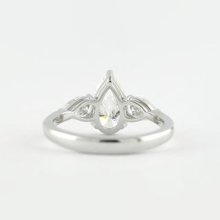 1.50 CT Pear Shaped Moissanite Three Stones Engagement Ring