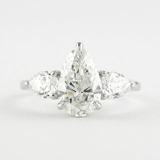 1.50 CT Pear Shaped Moissanite Three Stones Engagement Ring