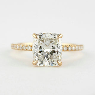 1.5 CT Cushion Shaped Moissanite Hidden Halo Engagement Ring